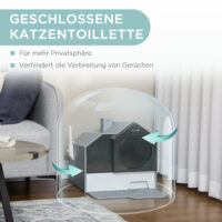 Weiss-graues Katzenklo mit Bodenwanne, Filter und Schaufel, für eine saubere und geruchsfreie Katzentoilette.