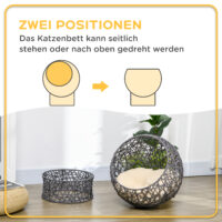 Violett-cremeweisser Katzenkorb mit Kissen, stilvoll und gemütlich, bietet Ihrer Katze einen komfortablen Schlafplatz.