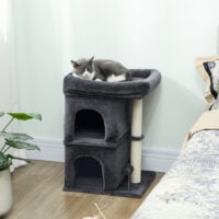 Katzenkratzbaum kompakt mit Sisal und Höhle dunkelgrau