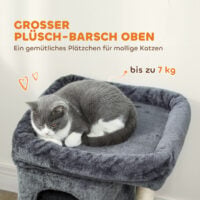 Katzenkratzbaum kompakt mit Sisal und Höhle dunkelgrau