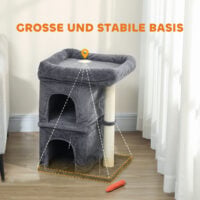 Katzenkratzbaum kompakt mit Sisal und Höhle dunkelgrau