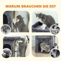Katzenkratzbaum kompakt mit Sisal und Höhle dunkelgrau