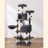 Katzenkratzbaum Katzenbaum Plattform Höhlen Plüsch Rauchgrau