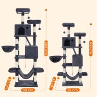 Katzenkratzbaum Katzenbaum Plattform Höhlen Plüsch Rauchgrau