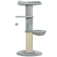Katzenkratzbaum mehrstufig mit Sisal und Spielball hellgrau