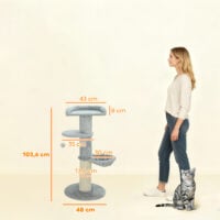 Katzenkratzbaum mehrstufig mit Sisal und Spielball hellgrau