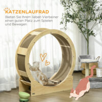 Katzenlaufrad mit Bremse und Kratzbrett 91cm Eiche