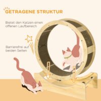 Katzenlaufrad mit Bremse und Kratzbrett 91cm Eiche