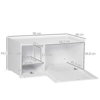 Weisser praktischer und stilvoller Katzenschrank mit Magnettür, verbirgt die Katzentoilette diskret.