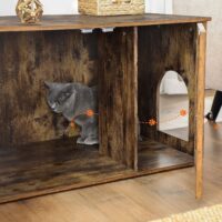 Brauner Katzenschrank im Vintage Design, Holz, für Katzentoilette