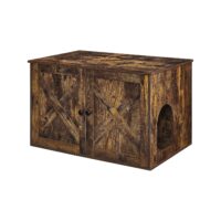 Brauner Katzenschrank im Vintage Design, Holz, für Katzentoilette
