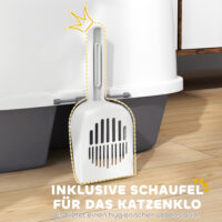 Cremeweisse Katzentoilette mit Deckel und Sieb, für Katzen bis 3.5kg.