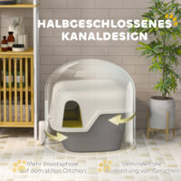 Cremeweisse Katzentoilette mit Deckel und Sieb, für Katzen bis 3.5kg.