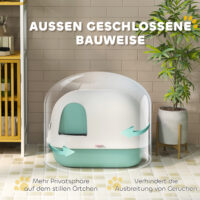 Grüne Katzentoilette mit Deckel und Sieb, für Katzen bis 3.5kg.