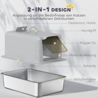 Katzentoilette mit Filter und Schaufel für Katzen aus Edelstahl