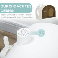 Weisse Katzentoilette mit Haube und integrierter Matte, für Katzen bis 5kg, sorgt für Sauberkeit und Komfort.