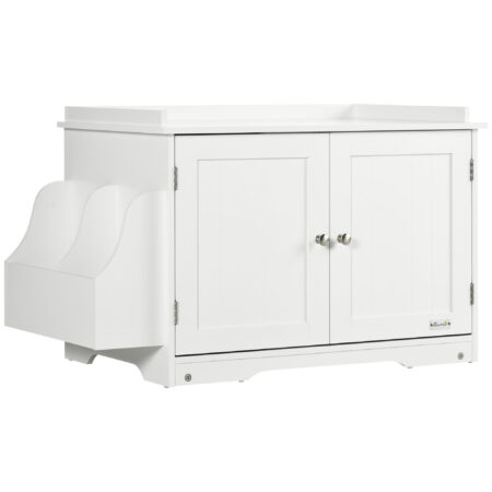 Katzentoilette Katzenhaus mit Doppeltür und Ablage weiss