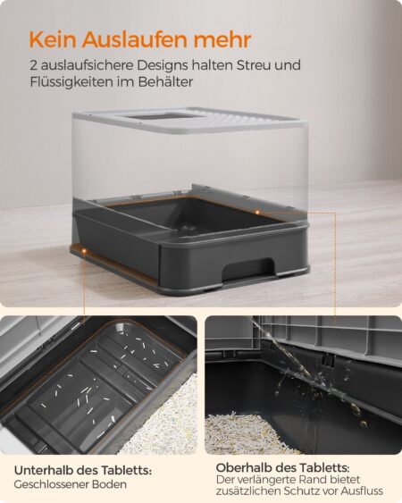 Katzentoilette mit Haube in Anthrazit für Sauberkeit und Geruchskontrolle.