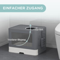 Graue Katzentoilette aus Kunststoff, 48.5x38x36.5cm gross, für Katzen bis 4kg.