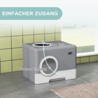 Graue Katzentoilette aus Kunststoff, 52x41x38.5cm gross, für Katzen bis 4kg.