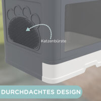 Graue Katzentoilette aus Kunststoff, 48.5x38x36.5cm gross, für Katzen bis 4kg.