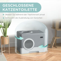 Graue Katzentoilette aus Kunststoff, 52x41x38.5cm gross, für Katzen bis 4kg.
