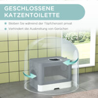 Graue Katzentoilette aus Kunststoff, 48.5x38x36.5cm gross, für Katzen bis 4kg.