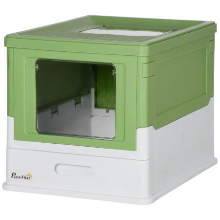 Graue Katzentoilette mit Schaufel, Masse 47.5x35.5x36.7cm, für einfache und hygienische Reinigung.