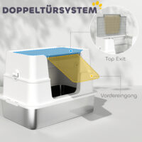 Katzentoilette XL mit Schaufel aus Edelstahl hellgrau