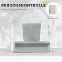 Katzentoilette XL mit Schaufel aus Edelstahl hellgrau