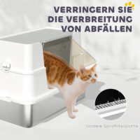 Katzentoilette XL mit Schaufel aus Edelstahl hellgrau