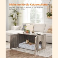 Katzentoilettenschrank aus Holz in Greige, verstecktes Katzenklo, 80x50cm Stauraum