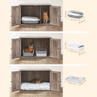 Katzentoilettenschrank aus Holz in Greige, verstecktes Katzenklo, 80x50cm Stauraum