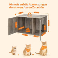 Katzentoilettenschrank aus Holz in Greige, verstecktes Katzenklo, 80x50cm Stauraum