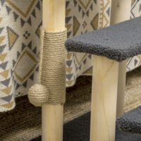 Graue 3-Stufen-Katzentreppe aus Teddystoff, ideal für kleine Katzen, um höher gelegene Orte zu erreichen.