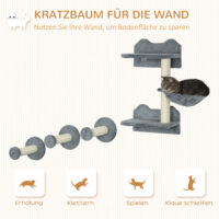 Katzentreppe Kletterwand Kratzbaum Set mit Hängematte für Katzen