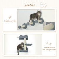 Katzentreppe Kletterwand Kratzbaum Set mit Hängematte für Katzen