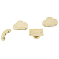 Beiges 4-teiliges Katzentreppen-Kletterwand-Set mit Hängematte, stabil und modular für den Aufbau an der Wand.