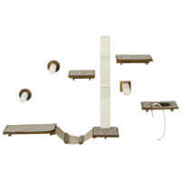 Braunes 8-teiliges Katzentreppen-Kletterwand-Set aus Sisal, als Katzenmöbel konzipiert, bietet einen anspruchsvollen Kletterparcours.
