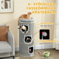 Katzenturm Kratzbaum mit Schlafhöhlen für mehrere Katzen grau