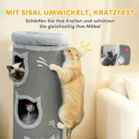 Katzenturm Kratzbaum mit Schlafhöhlen für mehrere Katzen grau