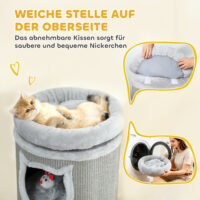 Katzenturm Kratzbaum mit Schlafhöhlen für mehrere Katzen grau