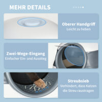 Weiss-graues Katzenzubehör, geruchshemmend, hygienisch und kompakt, für eine saubere Umgebung.