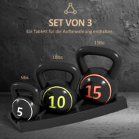 Kettlebell Set Kugelhanteln für Fitness Training 3er schwarz