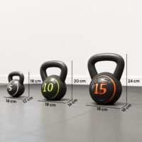 Kettlebell Set Kugelhanteln für Fitness Training 3er schwarz