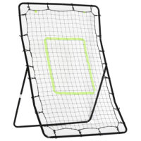 Schwarzer robuster Kickback Rebounder aus Stahl, der auch als Tor dient, 75x126cm gross, ideal für effektives Balltraining.