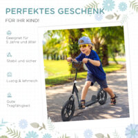 Schwarzer Kickscooter mit 12 Zoll Rädern und höhenverstellbarem Lenker