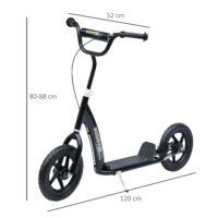Schwarzer Kickscooter mit 12 Zoll Rädern und höhenverstellbarem Lenker