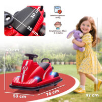 Kinder Autoscooter drehbar mit LED und Musik 360° 3-8 Jahre rot