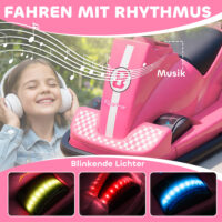 Kinder Autoscooter 360° drehbar mit LED und Musik 3-8 Jahre rosa
